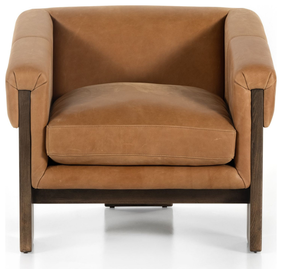 Cairo Palermo Cognac Leather Chair   Transitional   Armchairs And Accent Chairs   by Four Hands  Houzz