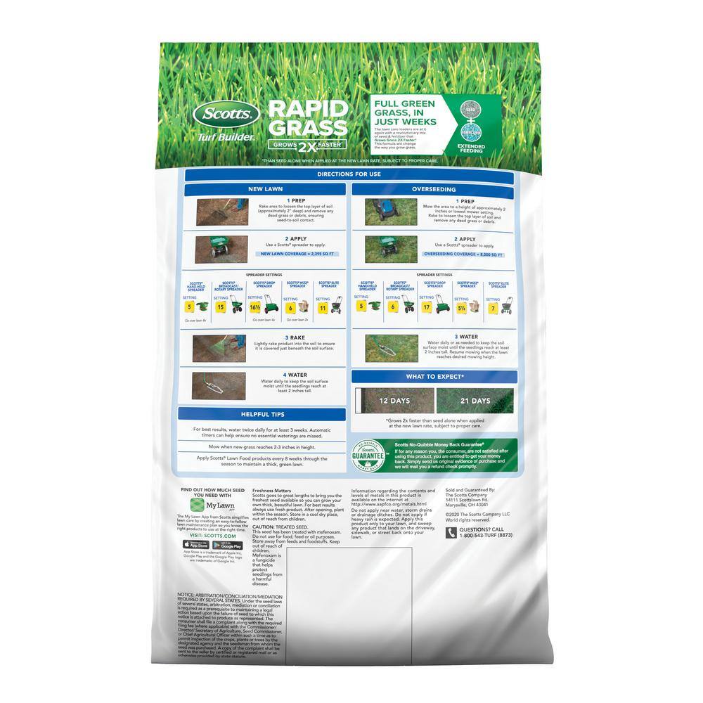 Scotts Turf Builder 16 lbs. Rapid Grass Sun  Shade Mix Combination Seed and Fertilizer Grows Green Grass in Just Weeks 18216-1