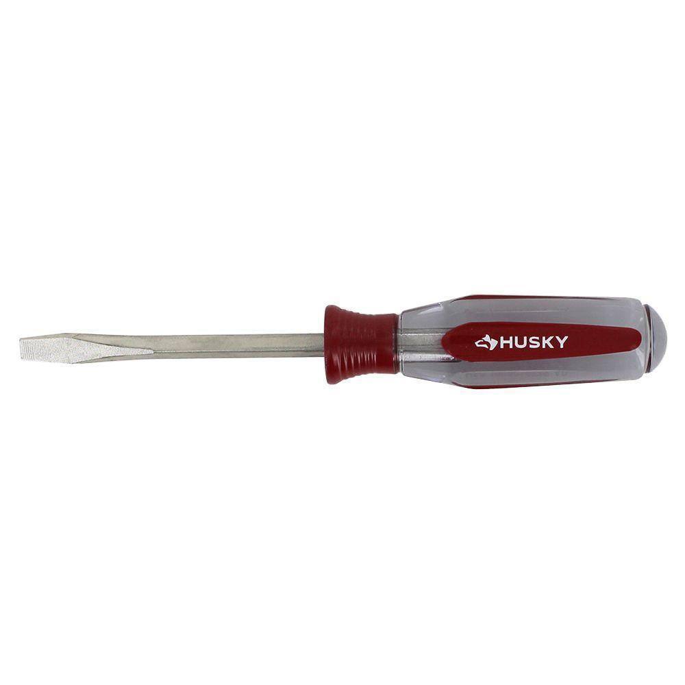 Husky 14 in. x 4 in. Square Shaft Standard Slotted Screwdriver H14X4FHSD