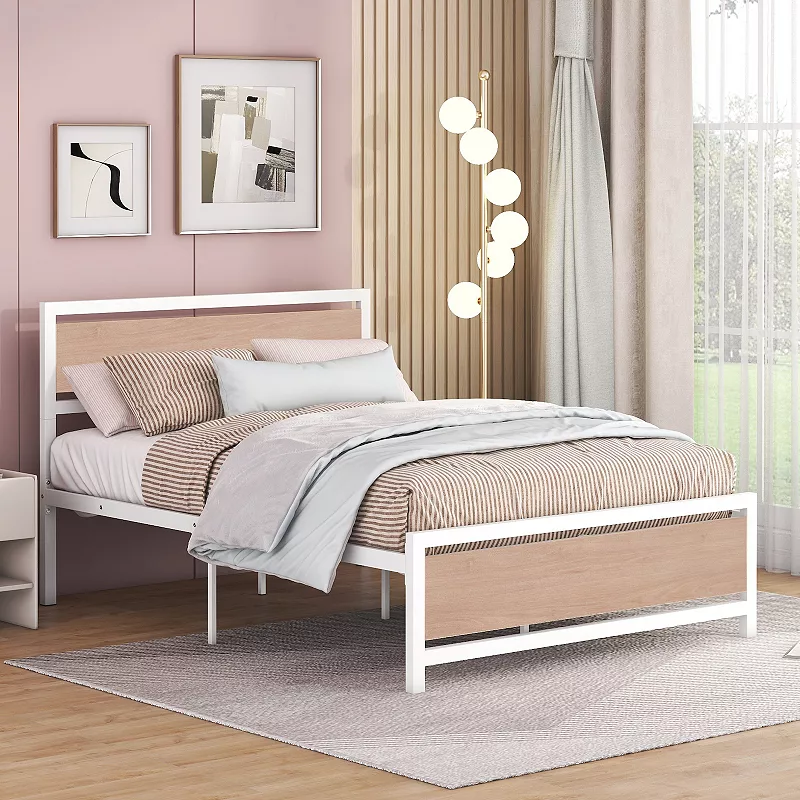 Merax Platform Bed With Metal And Wood Bed Frame