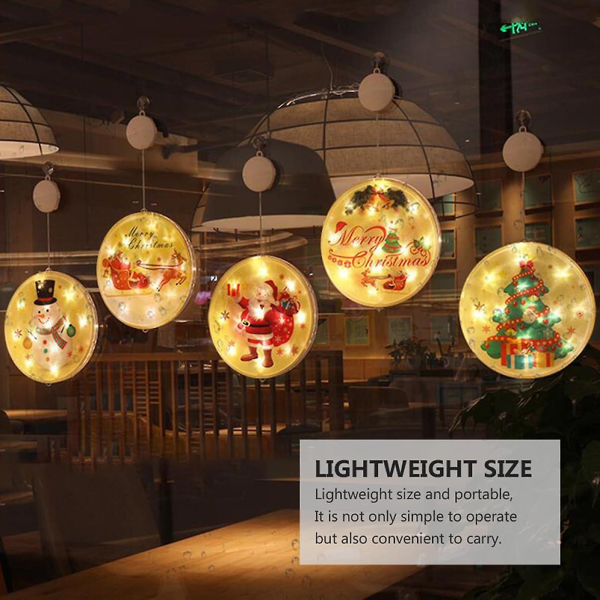 5Pcs Christmas Suction Cup Hanging Lights LED Decor Christmas Decor Christmas Lights Indoor Santa Li