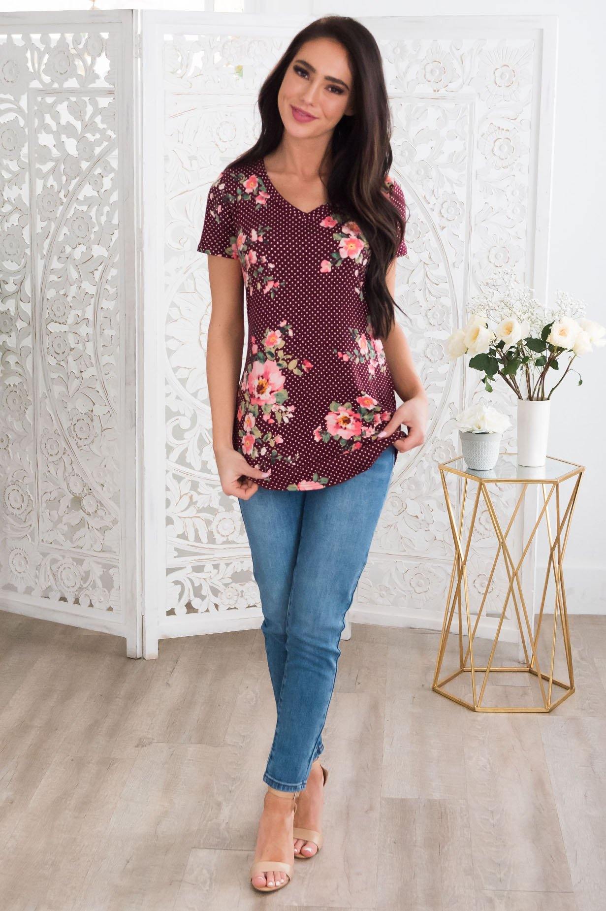 Beautiful Day Modest V-Neck Top