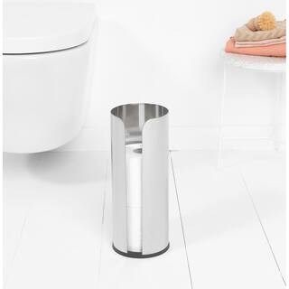 Brabantia Renew 3 Piece Plastic Handle Toilet Brush and Holder Toilet Roll Holder and Dispenser - Matte Steel 280665