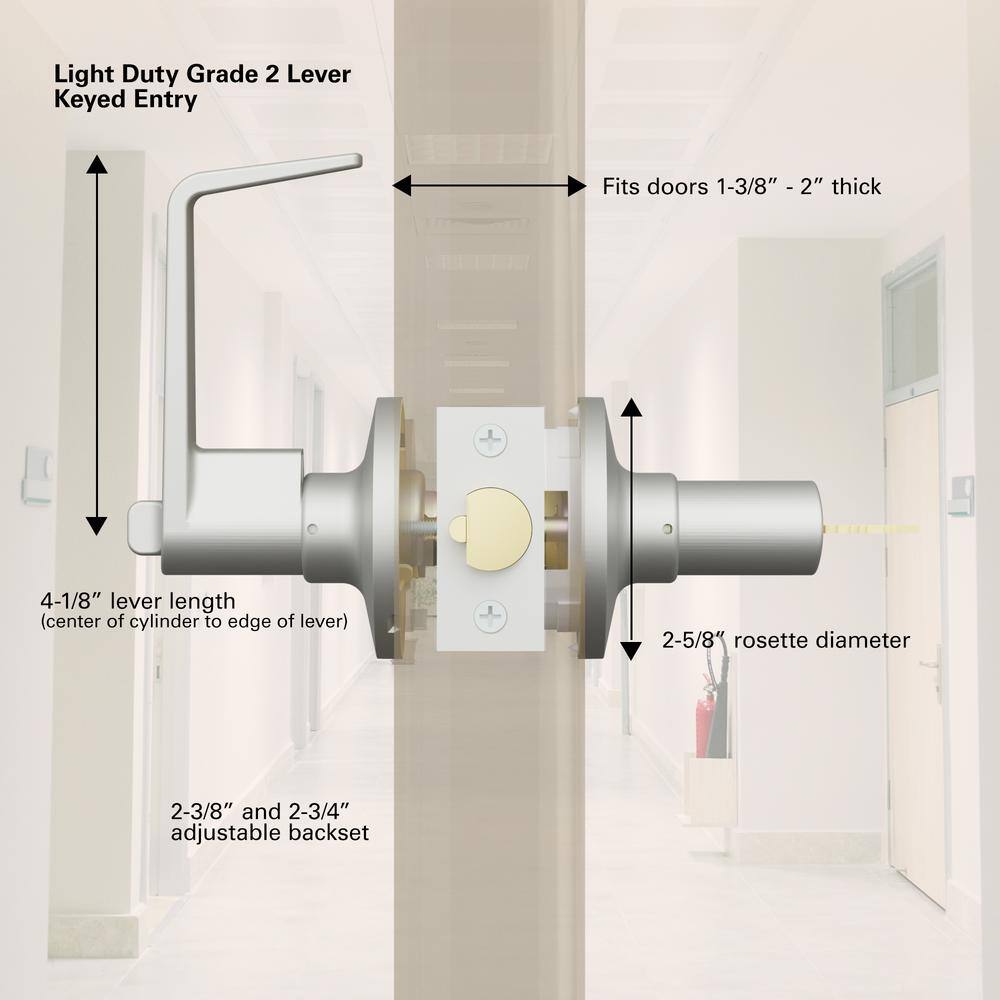 Universal Hardware Universal Hardware Light Duty Commercial Entry Lever ADA UL 3-Hr Fire ANSI Grade 2 Satin Chrome Finish UH40049