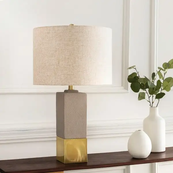 Wilhelminna Concrete and Metal Block Table Lamp - 25