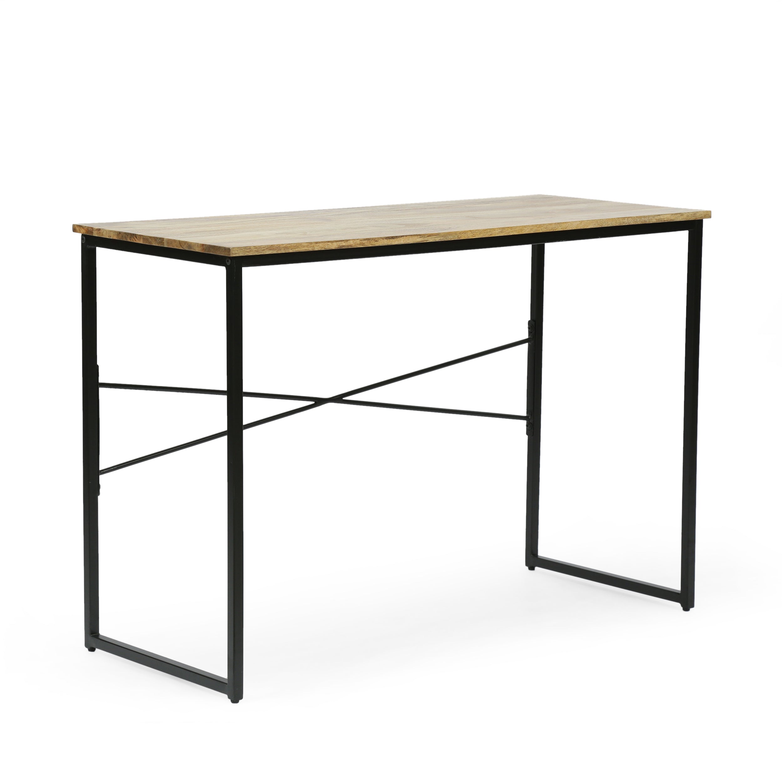 Louvale Modern Industrial Handmade Mango Wood Console Table, Natural and Black