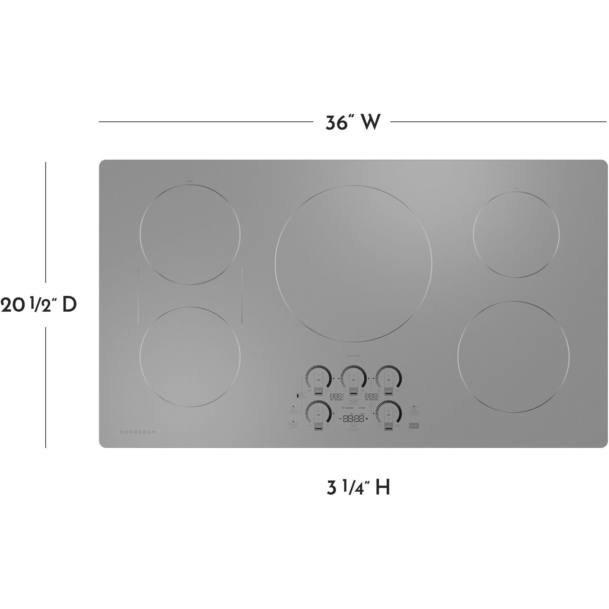 Monogram 36-inch Built-in Induction Cooktop with Wi-Fi Connect ZHU36RSTSS