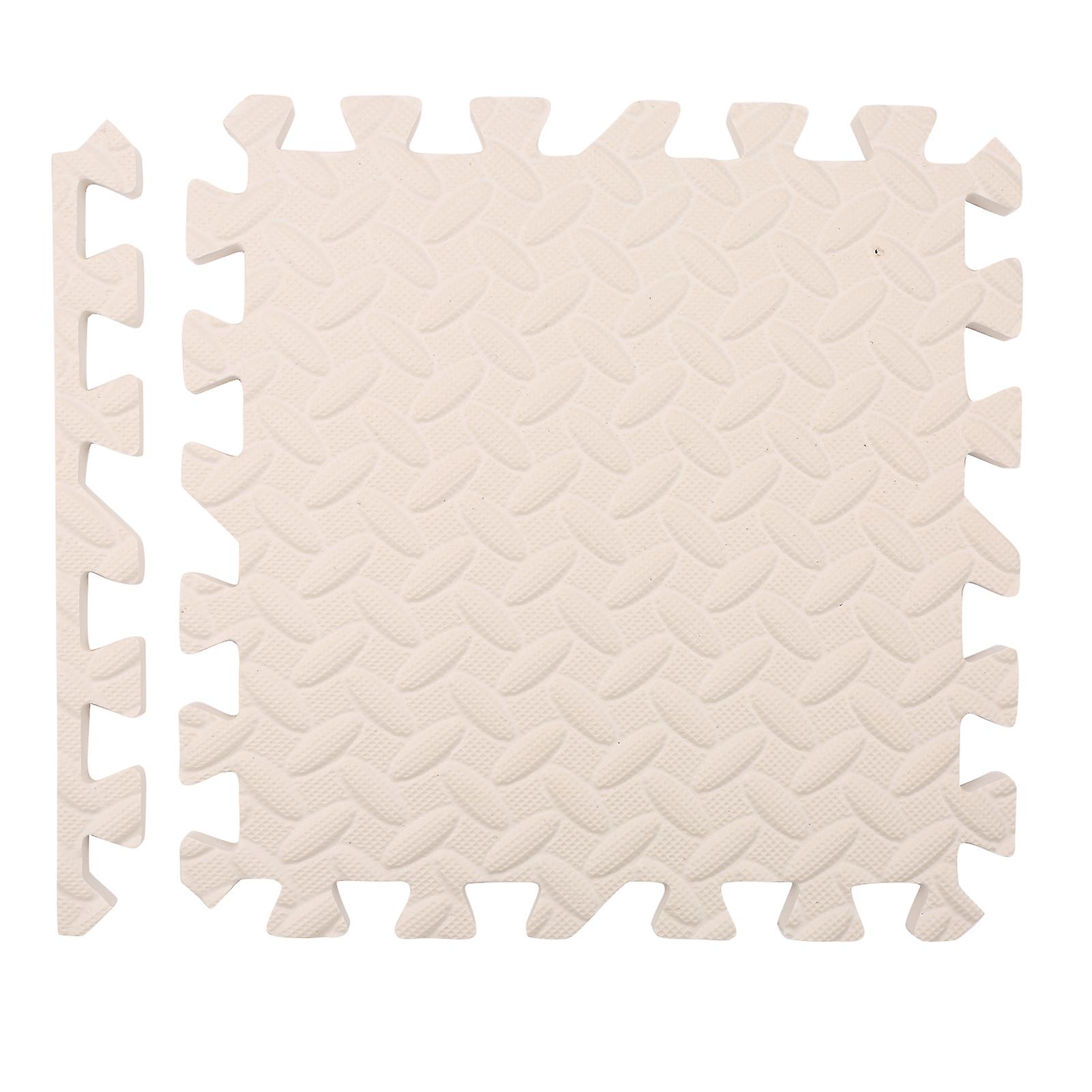 12pcs Eva Foam Mat Interlocking Foam Tiles Playground Flooring Puzzle Mat Multiple Colors Anti-skid Mat With Finishing Border Creamy White