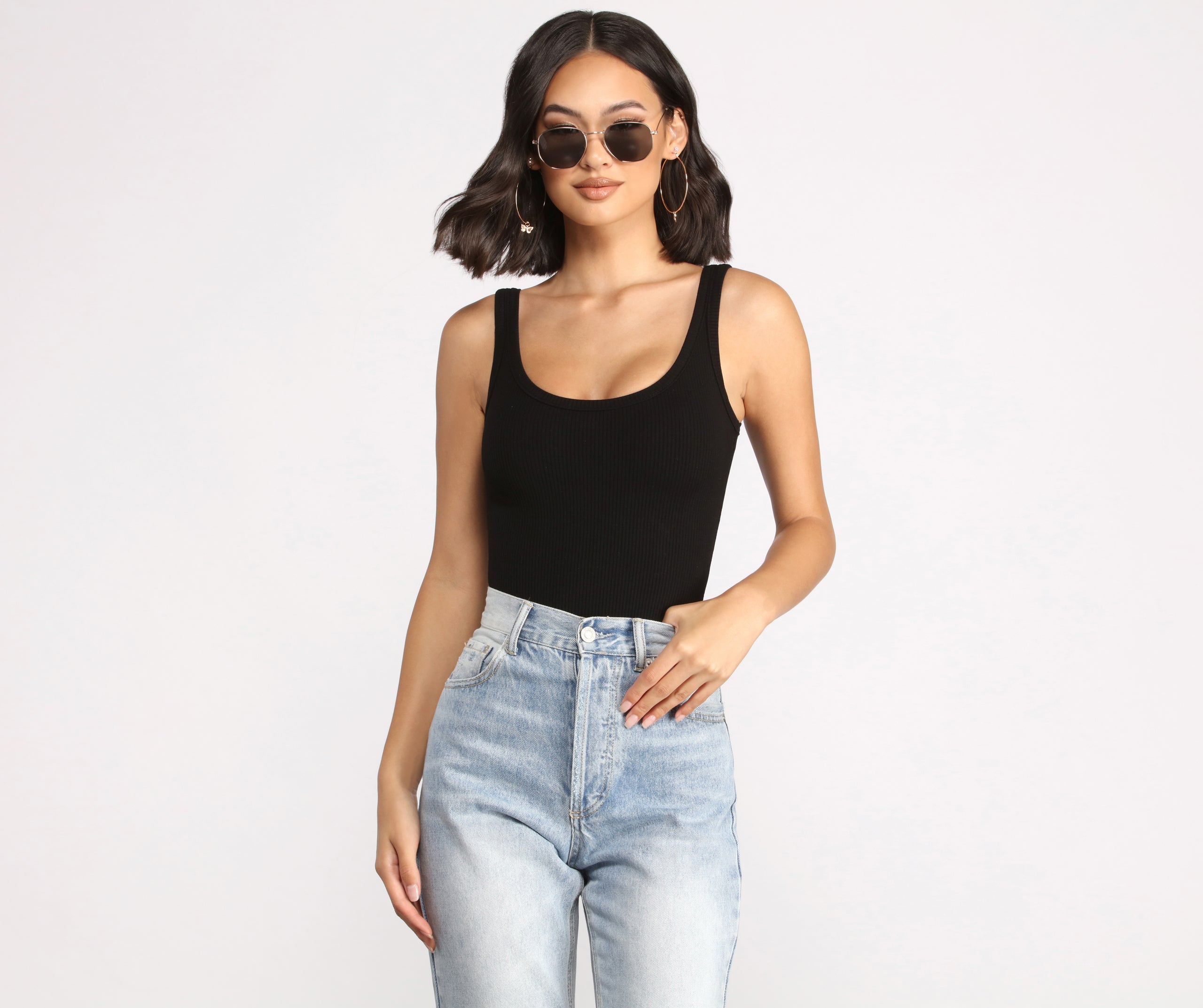 What's The Scoop Ribbed Tank Bodysuit