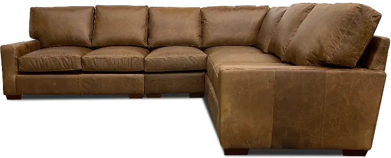 Rambo Brown Leather 4 Piece Sectional