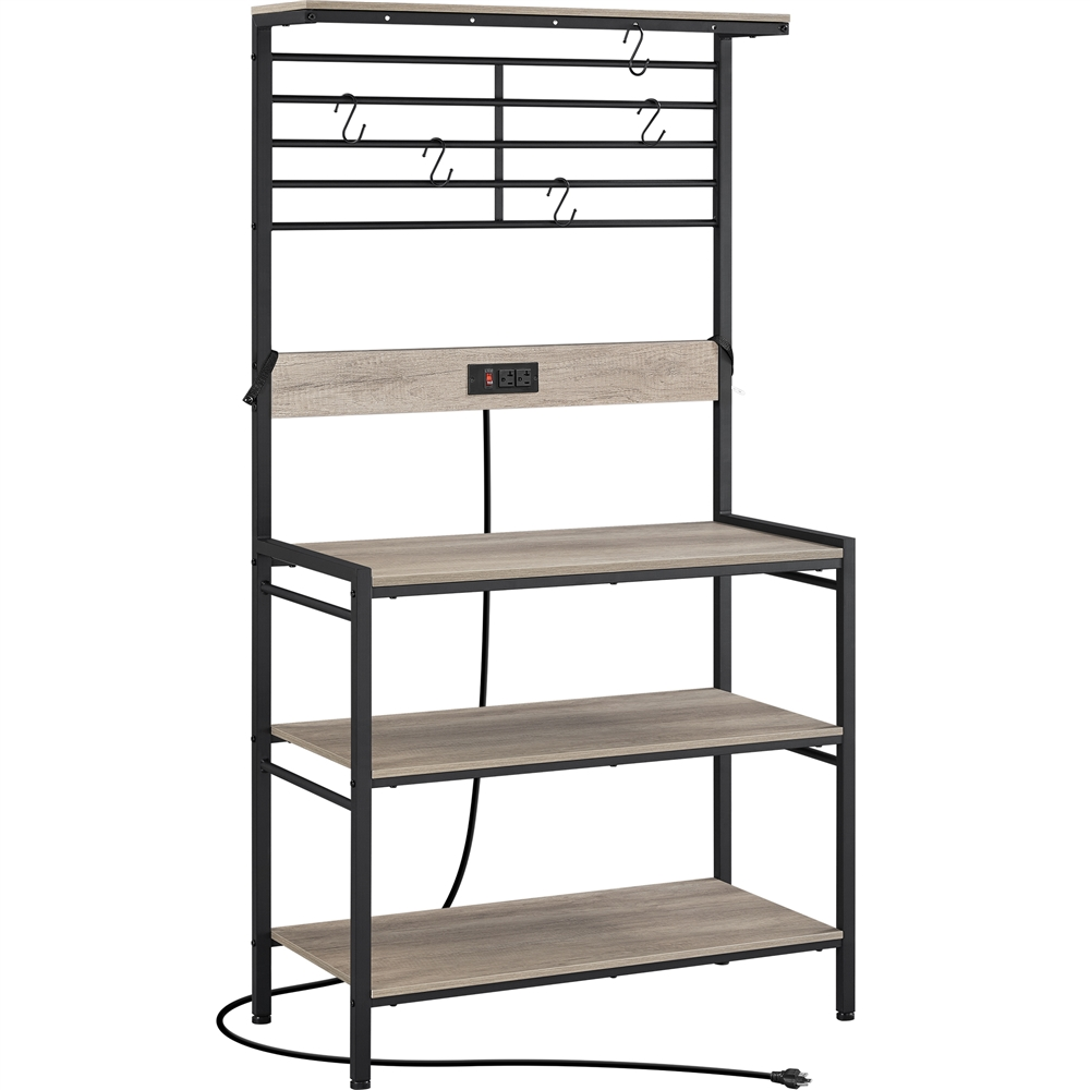 Yaheetech 64'' H 4-tier Kitchen Baker's Rack with Power Outlet，Gray