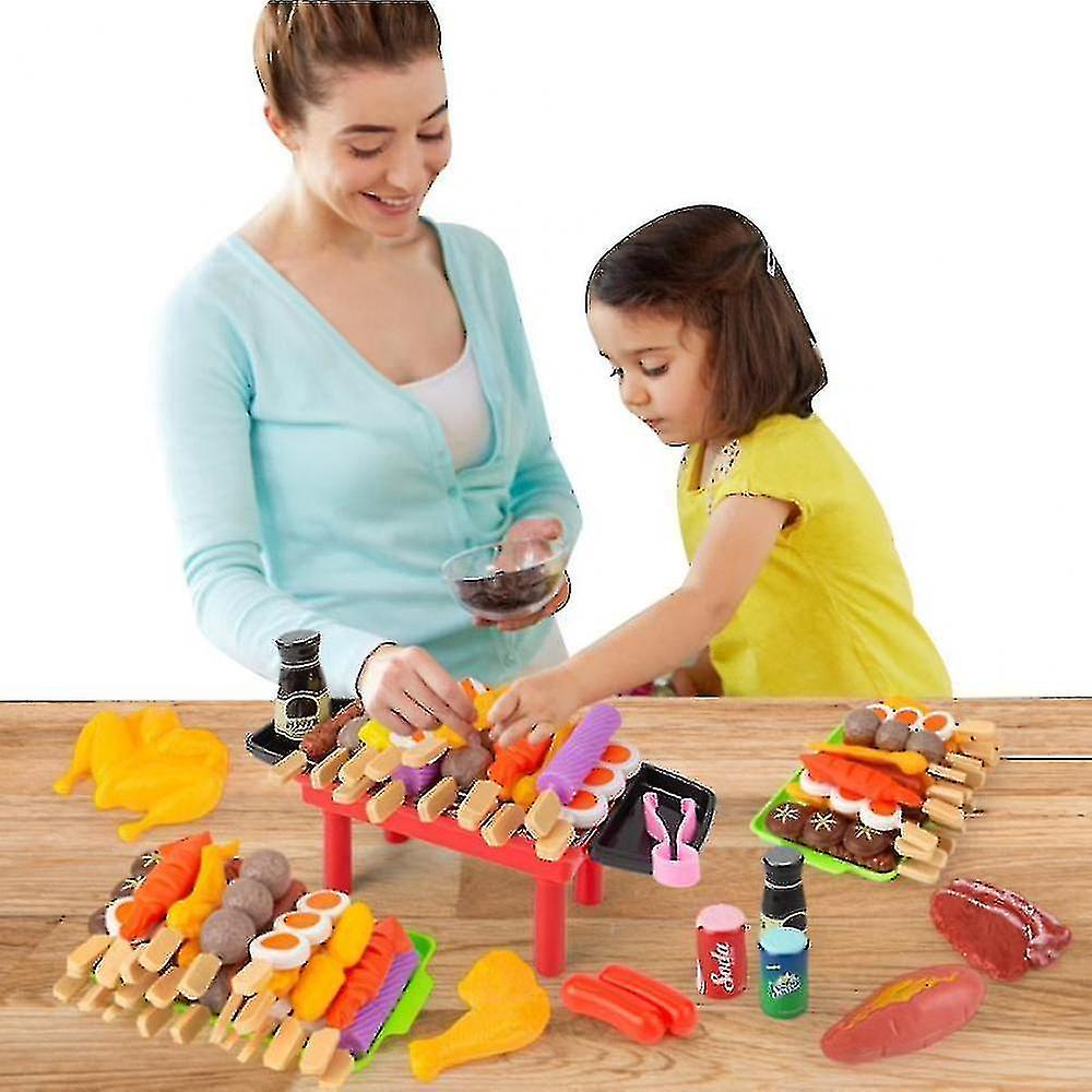 (27pcs)barbecue Bbq Cooking Kitchen Toy Interactive Grill Play Food Cooking Playset