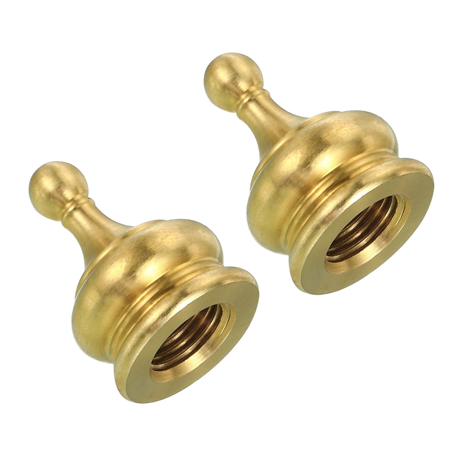 Uxcell M10 Lamp Finial Cap Knob Lamp Shade Harp Top Screw Decoration for Table Lamps Floor Lamps, Solid Brass 2 Pack