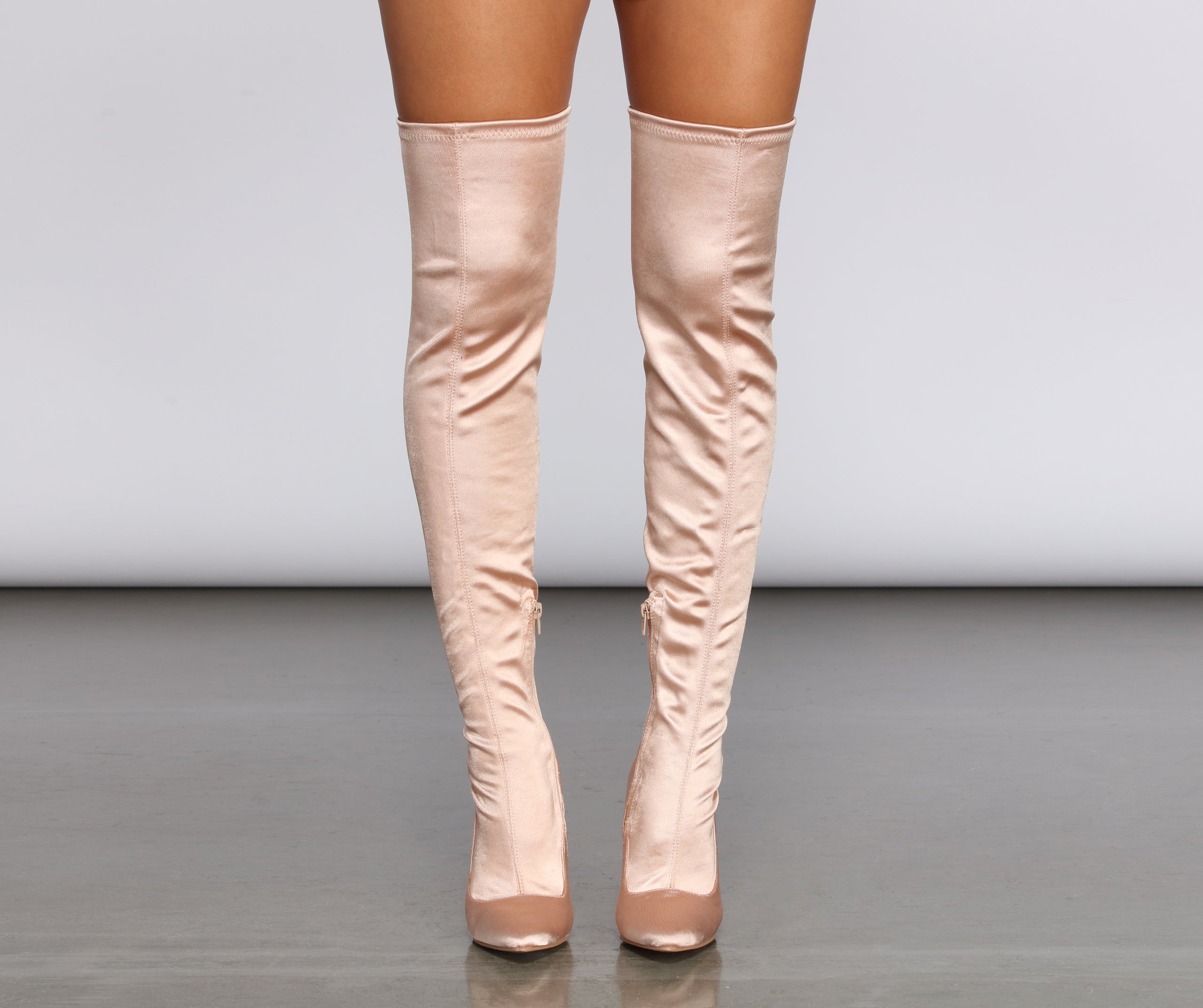 Satin Over The Knee Boots