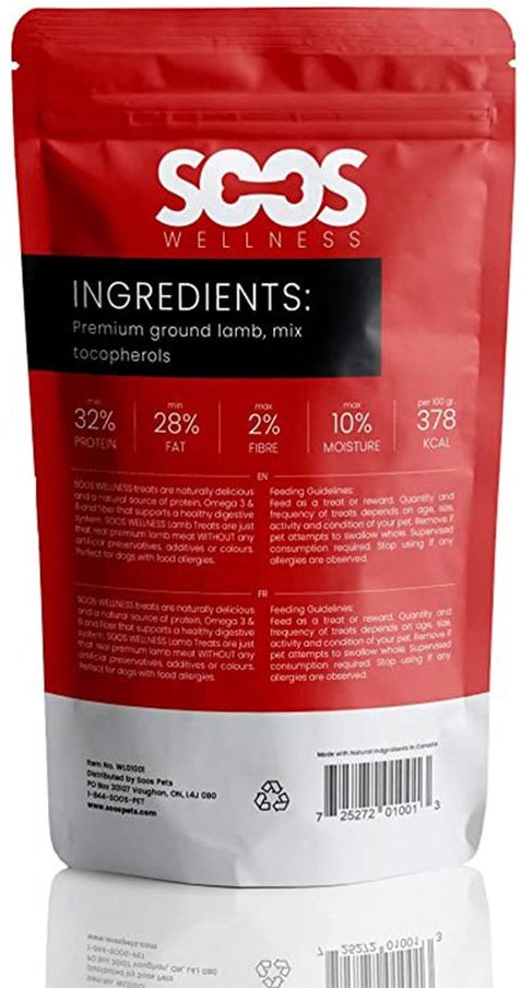 Soos Wellness Lamb Jerky Dog Treats， 4-oz bag