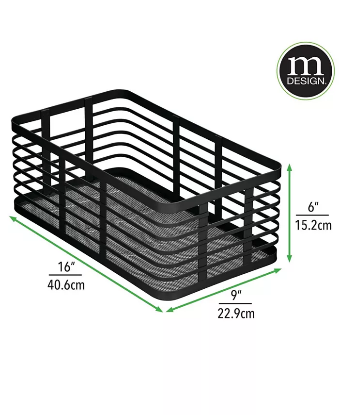 mDesign Metal Wire Organizer Basket for Kitchen Pantry 3 Pack Matte Black