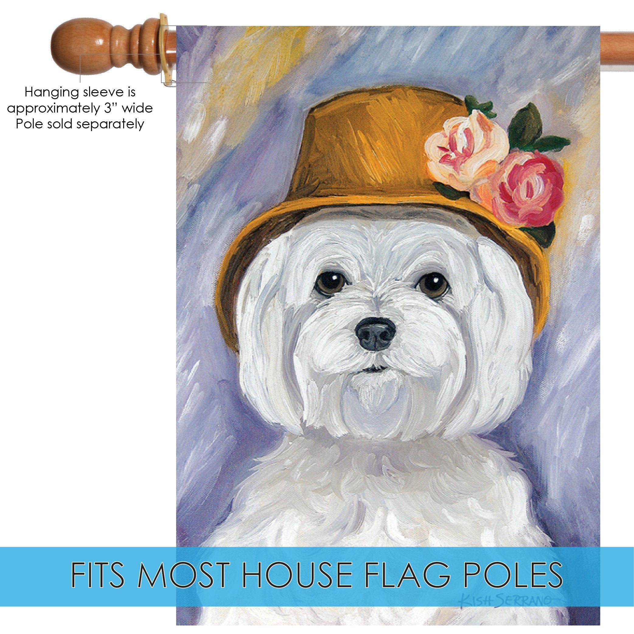 Toland Home Garden Ruffoir-Maltese Maltese Dog Flag Double Sided 28x40 Inch