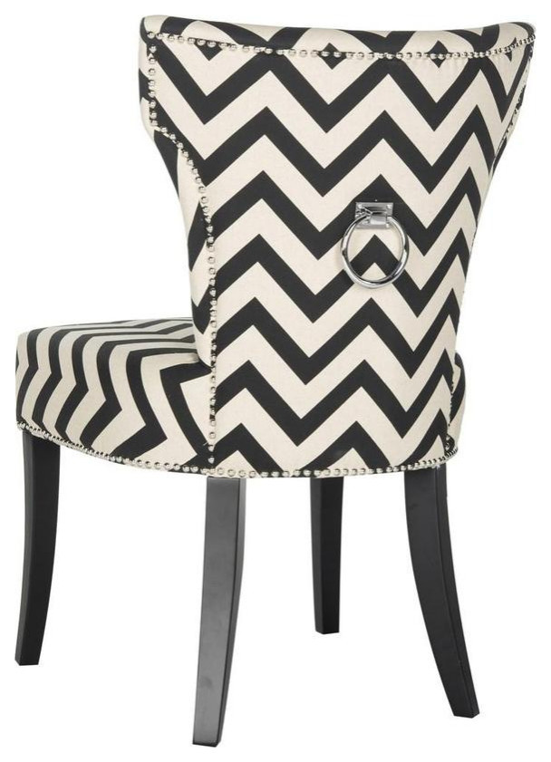 Tchallo 20 quotRing Side Chair Silver Nail Heads  Set of 2  Black/White   Contemporary   Dining Chairs   by V.S.D Furniture  Houzz