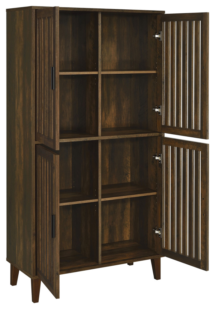 Elouise 4 door Engineered Wood Tall Accent Cabinet Dark Pine   Modern   Accent Chests And Cabinets   by Modon  Houzz