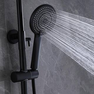 Tomfaucet 3-Spray Multi-Function Wall Bar Shower Kit with Tub Faucet and 3-Setting Hand Shower in Matte Black TFB1040MB