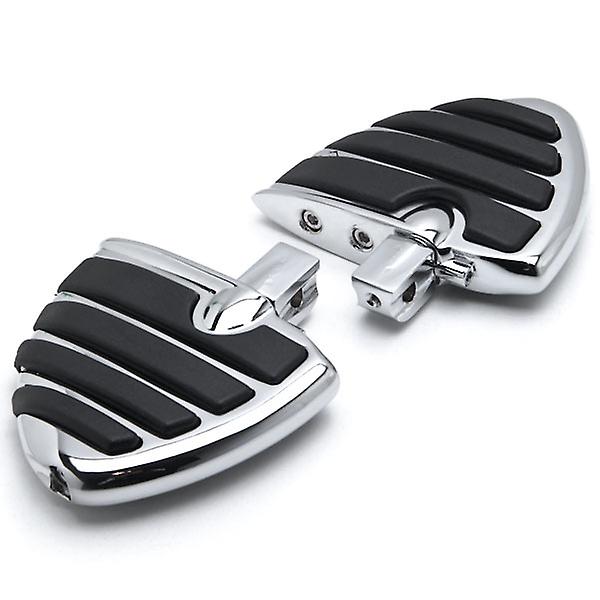 Chrome Motorcycle Wing Foot Pegs Footrests L+R Compatible with Kawasaki Vulcan 800 Custom 1995-2005 Rear