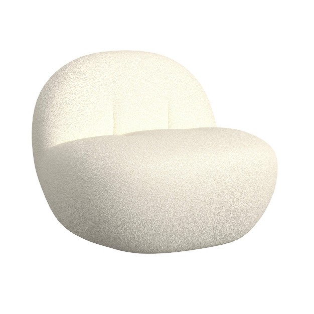 Armless Swivel Chair White Faux Shearling Homepop