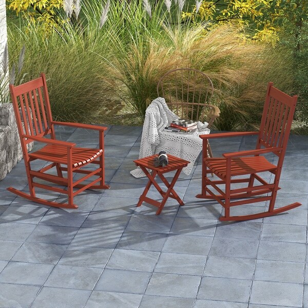 Outdoor Rocking Chair Set of 2 with Side Table