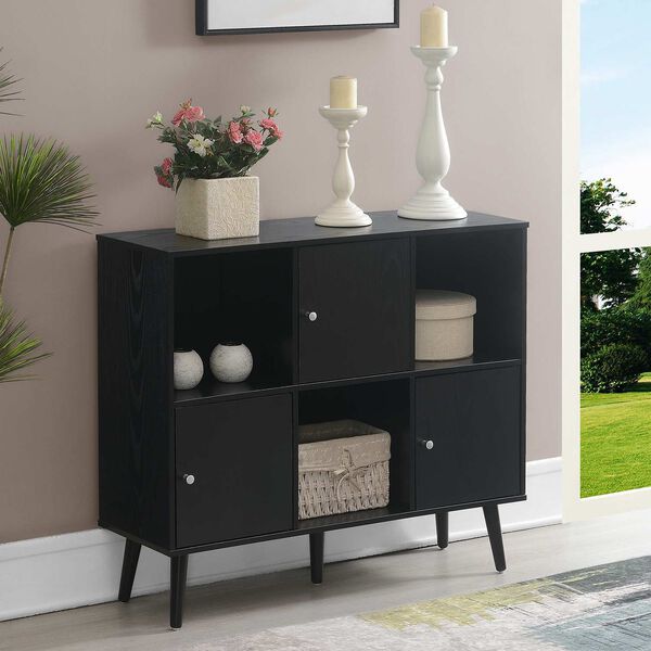 Black Three Door Cabinet Console Table