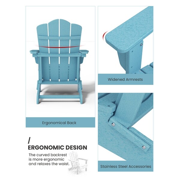 Classic Plastic Folding Outdoor Adirondack Chair Set Of 2