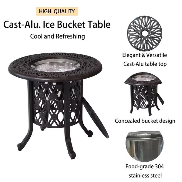 Outdoor Aluminum side table，Food Grade 304 Stainless Steel Ice Bucket