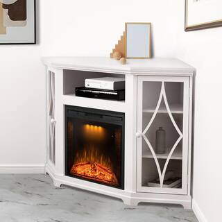 Prismaster ...keeps your home stylish 56 in. Corner TV Stand with Electric Fireplace Fits up to 65 in. TVs White M05BL23TPR03