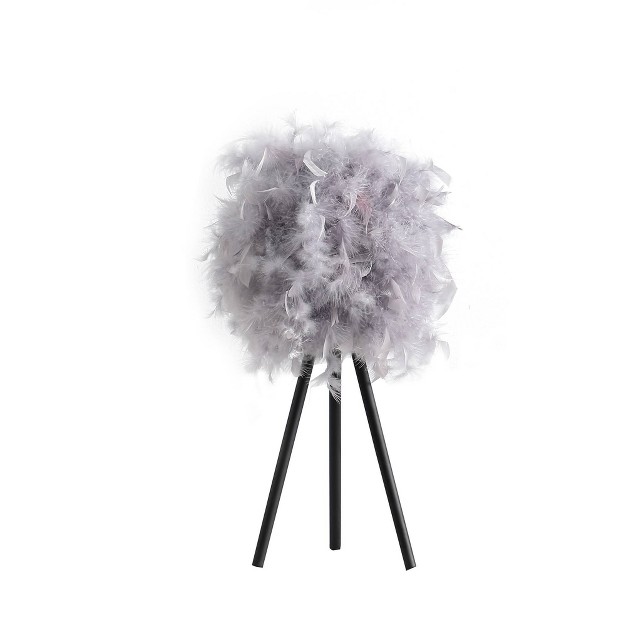 Soft Gray Feather Shade Tripod Modern Metal Table Lamp Ore International