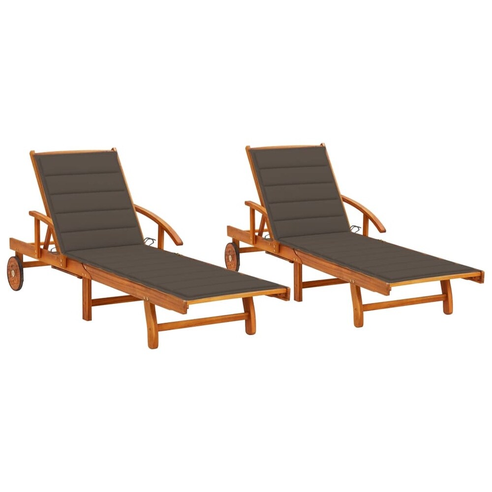 vidaXL Sun Loungers 2 pcs with Cushions Solid Acacia Wood   78.3\