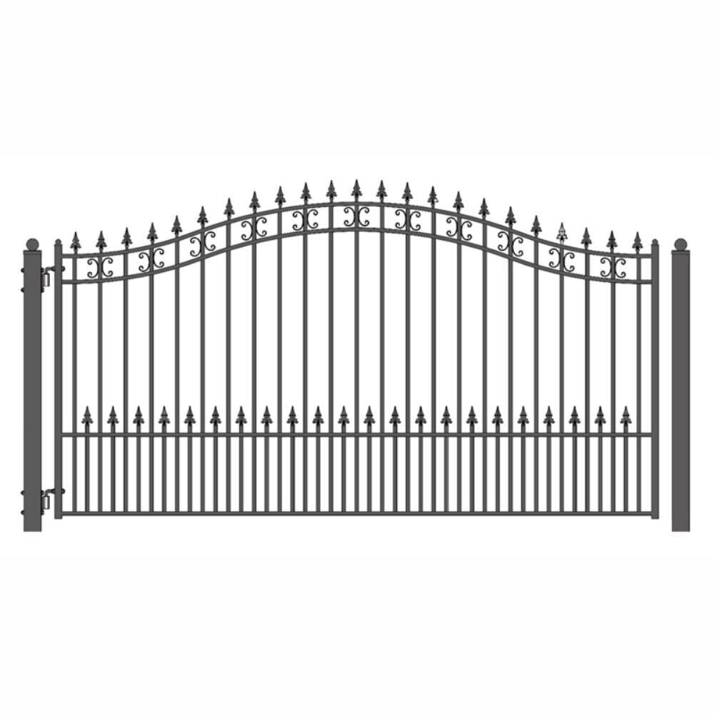 ALEKO St. Louis 14 ft. x 6 ft. Black Steel Single Swing Driveway Fence Gate DG14STPSSW-HD