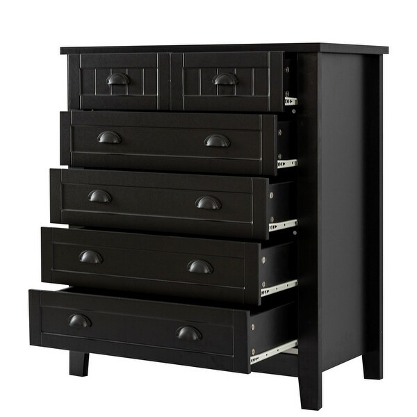 Wooden Storage Cabinet Chest with 6 Drawers - - 37773880