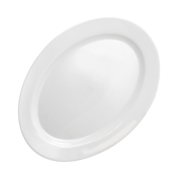 Ultra By Gibson White Shadow 2 Piece 14 Inch Oval Tempered Opal Glass Serving Platter Set In White