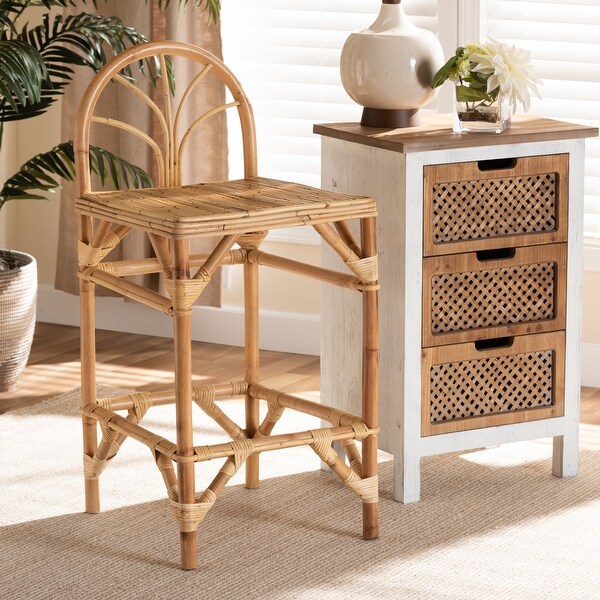 Seville Modern and Contemporary Natural Finished Rattan Counter Stool