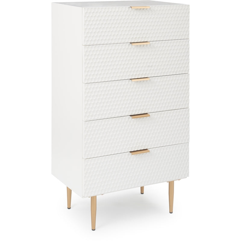 Atlin Designs Modern 5 Drawer Tallboy Dresser White