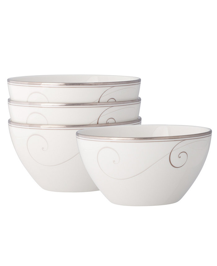 Noritake Platinum Wave Set of 4 Rice Bowls Service For 4