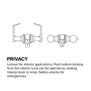 Global Door Controls Pisa Series Standard Duty Brushed Chrome Grade 2 Commercial Cylindrical Privacy Door Handle with Lock and Clutch GAL-1140P-626