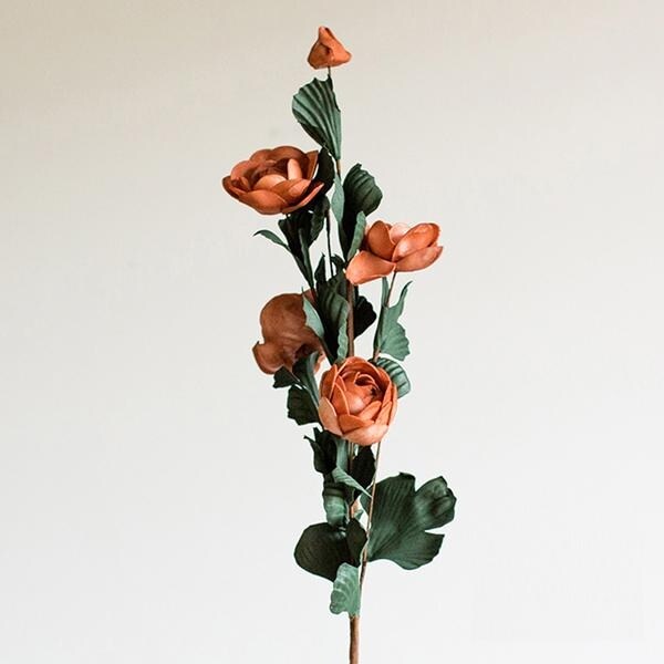 RusticReach PE French Rose Bloom Stem in Red 25 Tall (Set of 5)