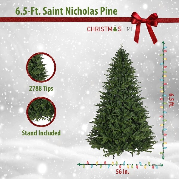 Christmas Time 6.5Ft. Saint Nicholas Pine Christmas Tree