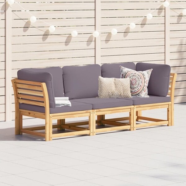 vidaXL Patio Sofa with Cushions 2Seater Outdoor Loveseat Solid Wood Acacia