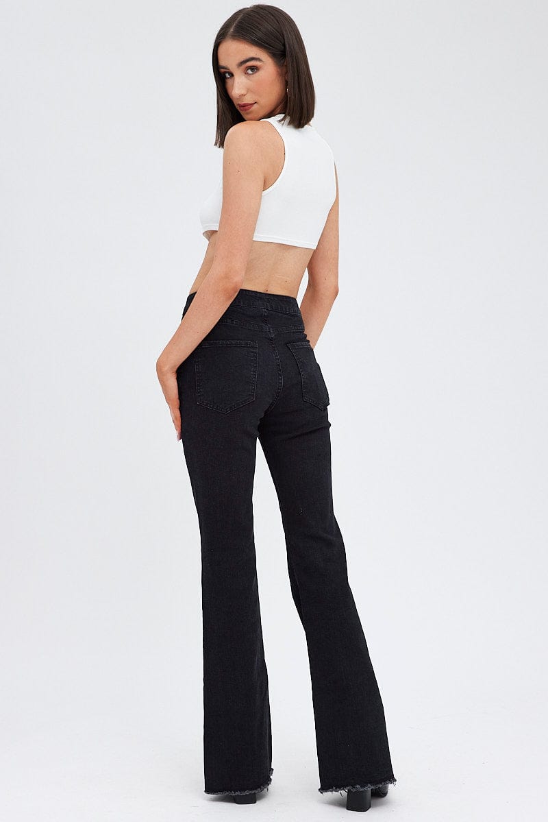 Black Flare Jeans Lace Up