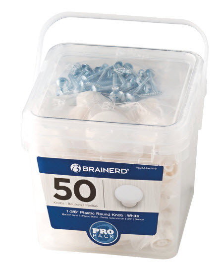 Brainerd (50 Pack) 1 3/8 Round Plastic Knob White