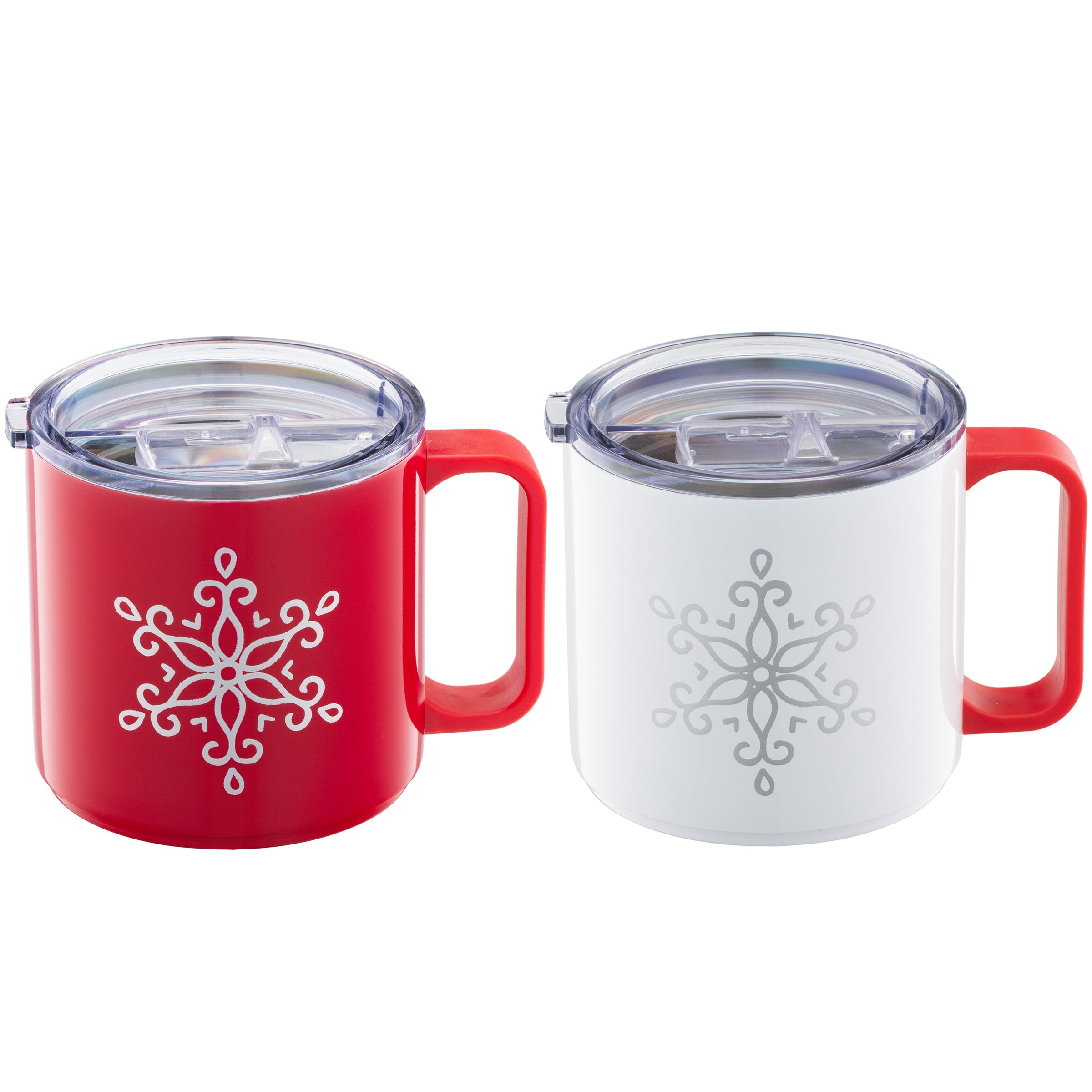 20 Oz Stackable Snowflake Coffee Mugs, Set Of 2