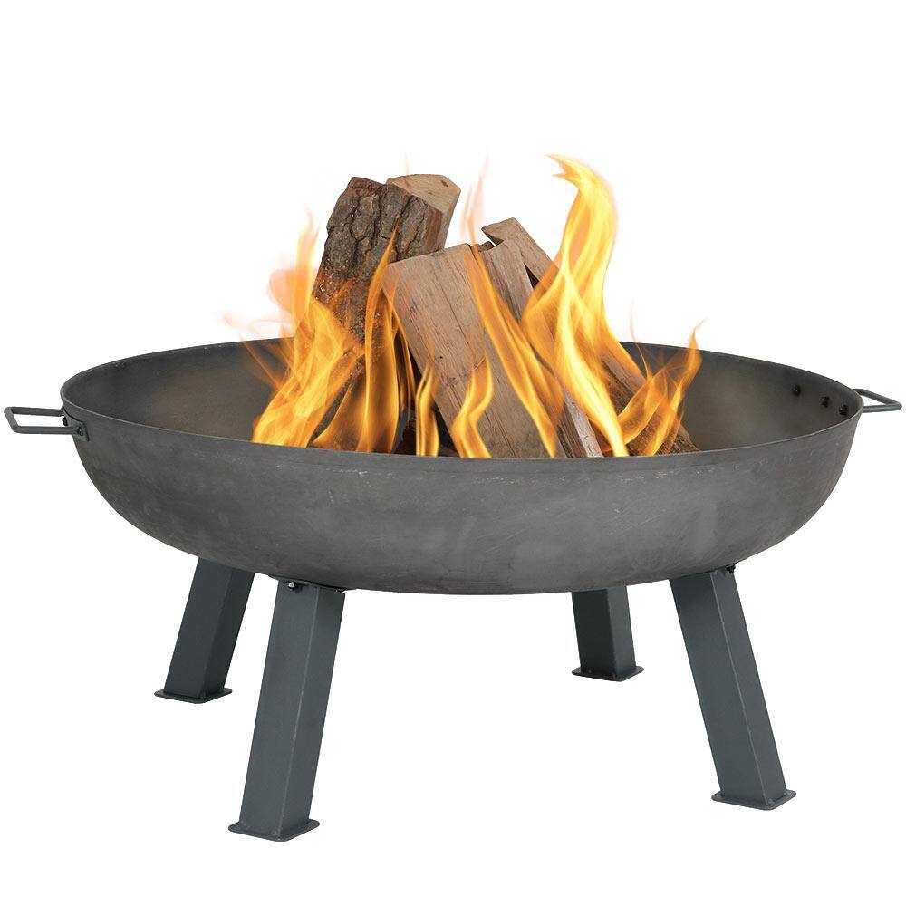 Sunnydaze Decor 34 in. x 15 in. Round Cast Iron Wood Burning Fire Pit Bowl in Steel RCM-LG570-Steel