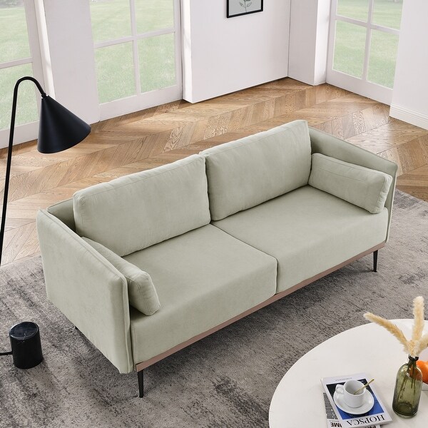 Modern Sofa 3Seat Couch with Stainless Steel Trim