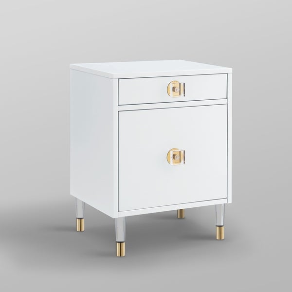 Nicole Miller  High Gloss 1-drawer Nightstand with Acrylic Legs - - 28416408