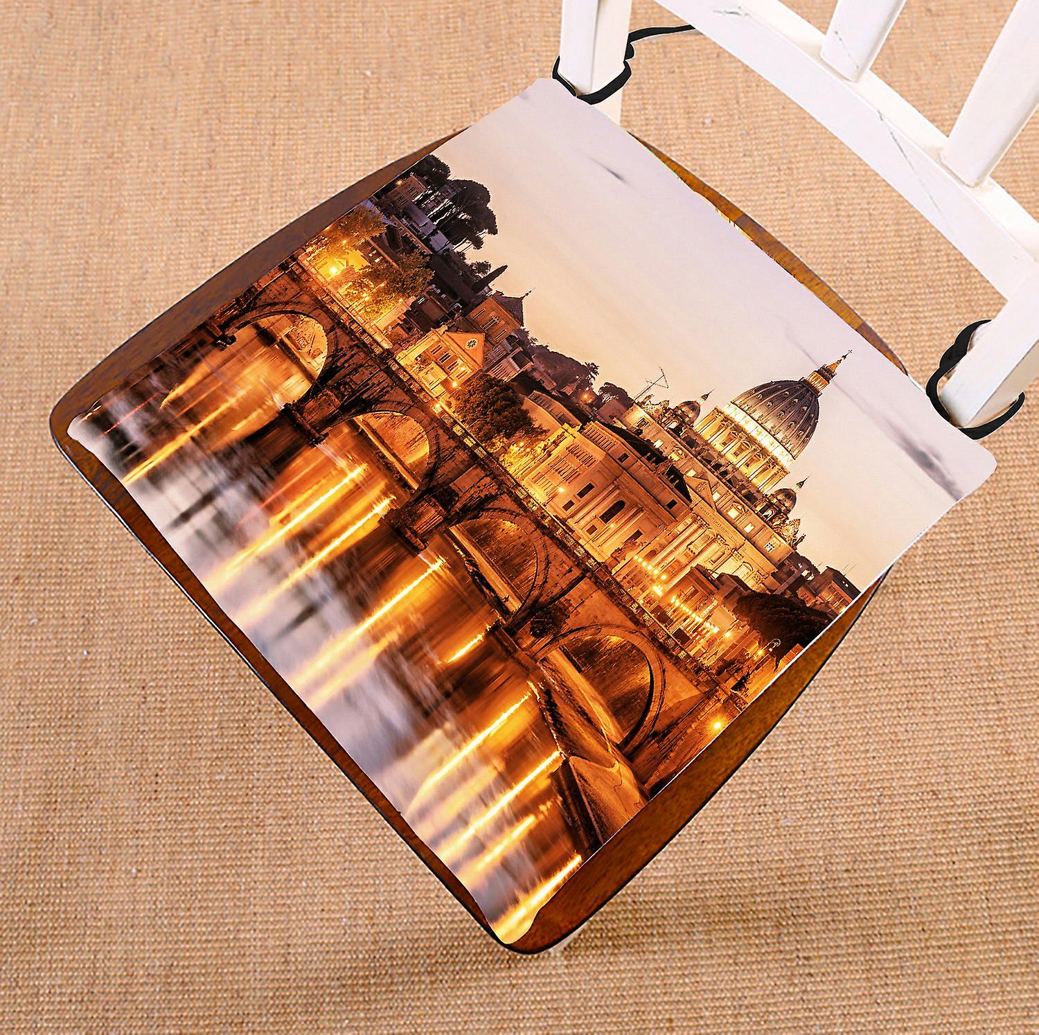 City Chair Pad， Night View Of San Pietro In Rome Italy Seat Cushion Chair Cushion Floor Cushion 45x45 Cm